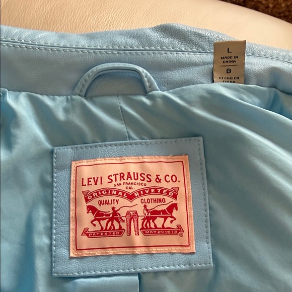 Levi's Light Blue Women's Leather Jacket - Picture 4 of 4